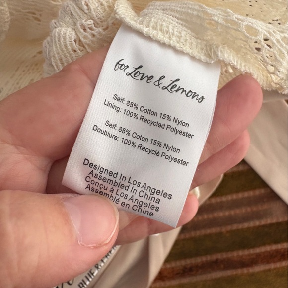 $218 NWT Cream For Love And Lemons “Charlotte” Lace Crop Top Sz XXS - Picture 10 of 10